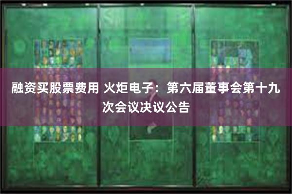 融资买股票费用 火炬电子：第六届董事会第十九次会议决议公告